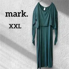 希少✨mark. 【XXL 】ロング　ワンピース　グリーン　長袖　柔らか　深緑