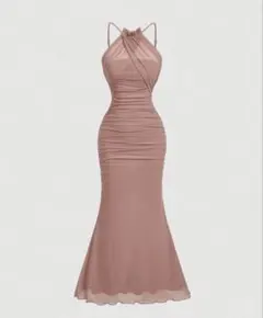 SHEIN MOD アプリコットカラー ホルターネック ロングドレスプロムドレスのサムネイル