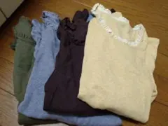 首元レース　くしゅくしゅ袖　オーガニックコットン100%　カットソー5枚セット