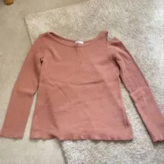 LOWRYS FARM 長袖 リブカットソー ピンク Fサイズ