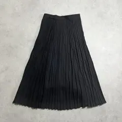 プリーツスカート ウール100% ブラック ロング丈