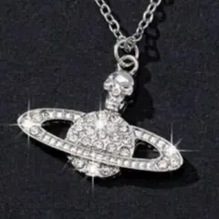 シルバー【新品・未使用】土星×スカル モチーフ ネックレス