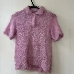Bershka ピンク ファー風 ポロシャツ 半袖のサムネイル