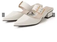 ポインテッドトゥミュールパンプス 24.5cm グレイル