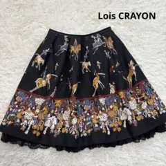 美品 ロイスクレヨン Lois CRAYON 乗馬柄 フレアスカート 裾レースのサムネイル