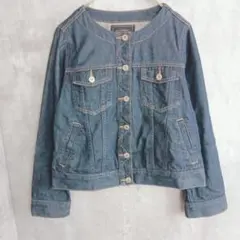 【PAGEBOY】ノーカラーデニムジャケット　コットン100％　着丈45.5のサムネイル