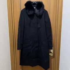 （美品）カシミヤ100% ブルーフォックス　ロングコート　黒　11号