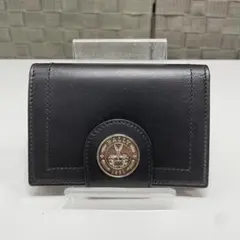 BALLY ブラックレザー名刺入れ メタルロゴ付き