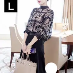 入学式 卒業式 セットアップ　フォーマル パンツスーツ レディース 黒 Ｌ