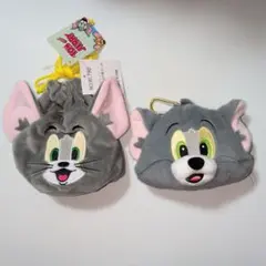 トムとジェリー　トムぬいぐるみ型パスケース&ぬいぐるみ巾着ポーチ ２点セット