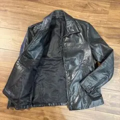 【希少☆ヴィンテージ】牛革 レザー 本革製 ジャケット ジップアップ光沢ブラック