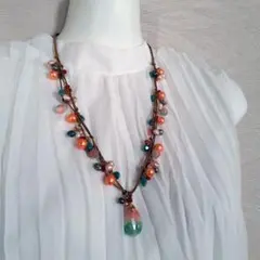 ハンドメイド ネックレス ・多色 天然石・淡水パール
