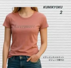KUMIKYOKU ビジュー付き半袖Tシャツ ピンク Uネック きれいめ 2のサムネイル