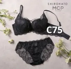 ブラックレース ブラジャーショーツセット C75
