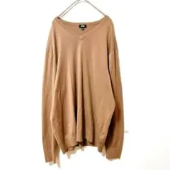 ユニクロ【XL】セーター ニット トップス Ｖネック ブラウン メンズ 大きめ