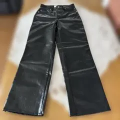 H&M コーティングパンツブラック34 155/64 未使用