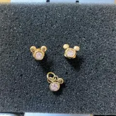 ミッキーマウス型ピアス ネックレスチャームゴールドメッキ