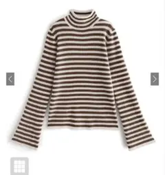 GRL ボーダー柄フレアスリーブリブニットトップス[k9086b] S ブラウン