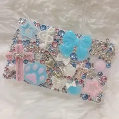 小物ケース　デコケース 平成女児 ネコ 肉球 リボン ハート ピンク 水色