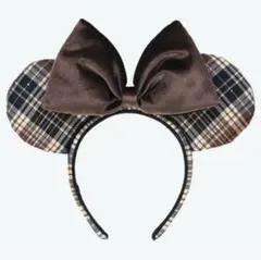 ミニー カチューシャ 千鳥柄 チェック ブラウン ディズニー