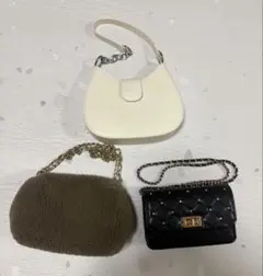 ミニバック　3点セット まとめ売り ミニバッグ ブラック ホワイト ブラウン