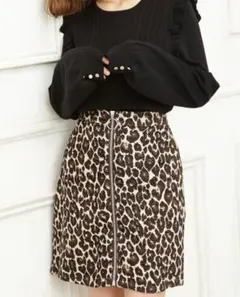 【年末断捨離大特価】ヒョウ柄タイトスカート フロントジッパー