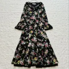 スーパービューティー パワーネットロングワンピース 40 花柄 レース フリル