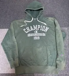 Champion ロゴ フード付きスウェットグリーン系Lサイズ