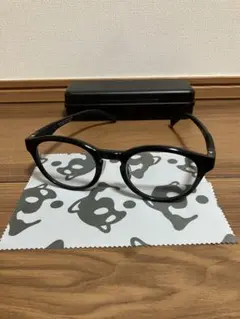 Zoff. ゾフ　ブラックラウンドメガネ ケース付き　度なし