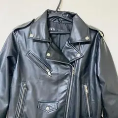 【美品】 ZARA ライダースジャケット ダブル XL ブラック ベルト