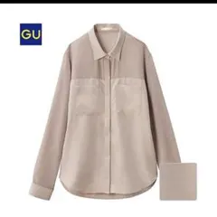 GU とろみシャツ ピンクベージュ 長袖 オフィス シースルー　透け感　ジーユー