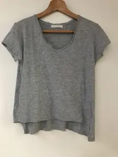 ZARA オーガニックコットン グレー Vネック 半袖Tシャツ