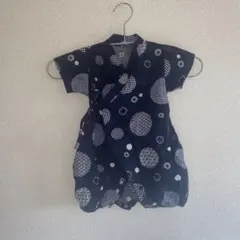 ベビー甚平 紺色 水玉模様