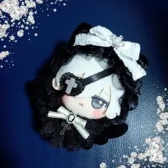 ちびぐるみ用　モノトーン　黒猫耳ヘッドドレス　　うさ耳に変更可能です　ぬい服