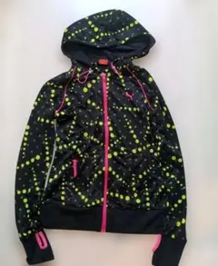 【 PUMA】薄手フード付きジャケット 黒/黄/ピンク