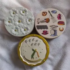 飾り缶ケース　小物入れ バレンタインラッピングなどに　3点セット