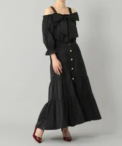 グレースコンチネンタル 美品 セットアップ タフタ ブラウス ロングスカート 黒