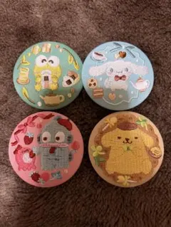 サンリオ　刺繍缶バッジ　(プリン、シナモン、ハンギョドン、けろっぴ、ばつ丸)