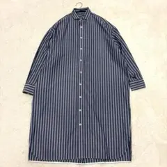 美品✨TICCA スクエアビッグロングシャツワンピース ストライプ フリーサイズのサムネイル