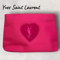 極美品　イヴ・サンローラン　YSL ハートロゴ ピンクポーチ　メイクポーチ