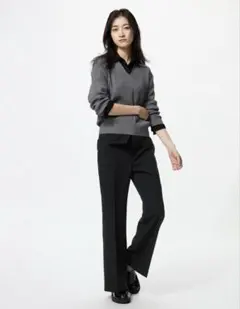 【美品】 UNIQLO スマートフレアパンツ ブラック S