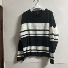 ストライプ クルーネック ニットセーター