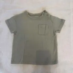 GU カーキ ポケット付き Tシャツ 90