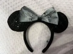 美品 ミニーマウス カチューシャ 黒 ツイード