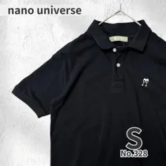 nano universe 黒ポロシャツ ワンポイント S 半袖 メンズ 春夏