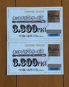 ノジマ株主優待　ネットプリントサービス3,300円引き2枚