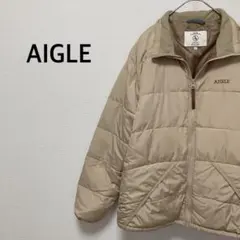 AIGLE/エーグル★ダウンジャケット　刺繍ロゴ　フェザー　ベージュ　内ポケット