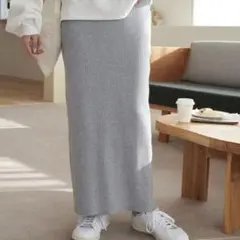 ⭐️未使用タグ付き⭐️ディスコート　ラメリブナローニットスカート　グレー