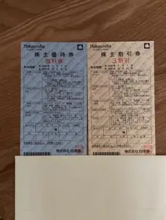白洋舎　株主優待　無料券1枚・3割引券1枚セット