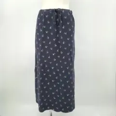 /◇b/ローラアシュレイ 花柄 スウェット ロング スカート ボトムス 紺